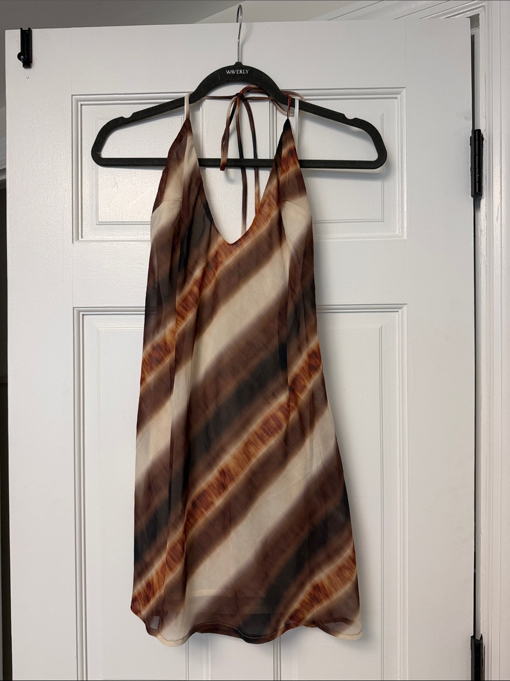 Princess Polly Brown Stripe Halter Mini Dress